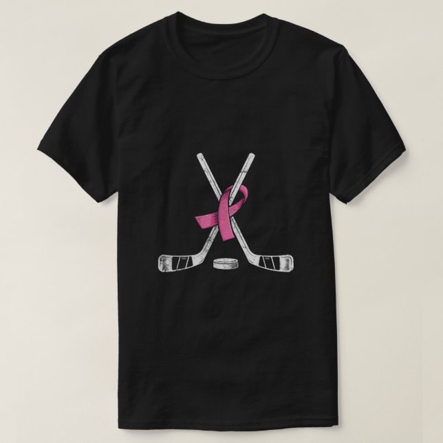 T-shirt Hockey rose Ruban Brebis Sensibilisation au cancer (Design devant)