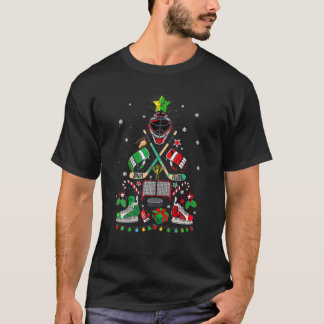 T-shirt Hockey sur glace Arbre de Noël Ornements Drôle Noë