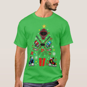 T-shirt Hockey sur glace Arbre de Noël Ornements Drôle Noë