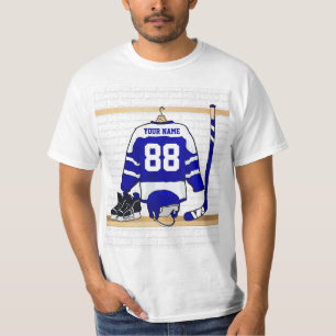 T-shirt Hockey sur glace bleu et blanc personnalisé Jersey