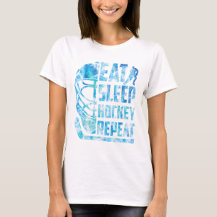 T-shirt Hockey sur glace Manger Dormir Hockey Répéter Drôl