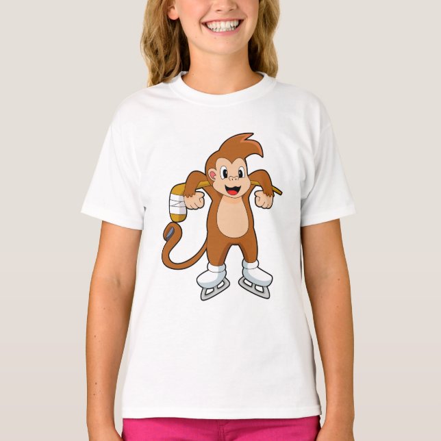 T-shirt Hockey sur glace singe bâton de hockey sur glace (Devant)