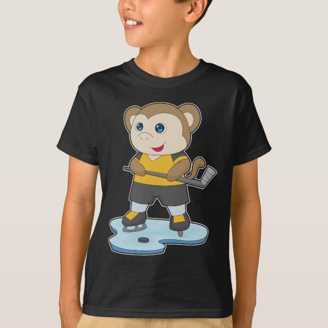 T-shirt Hockey sur glace singe bâton de hockey sur glace (Devant)