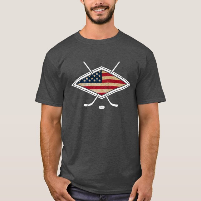 T-shirt hockey USA avec nom et numéro imprimé (Devant)