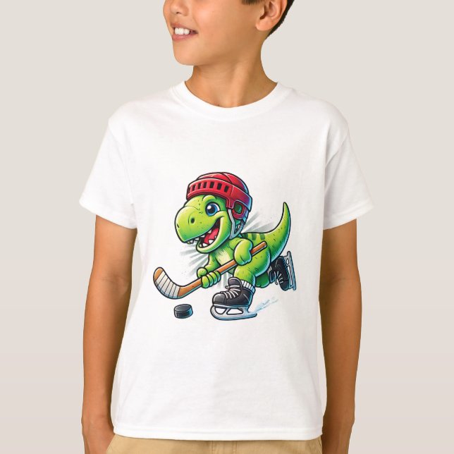 T-shirt Hockeysaurus Dinosaur Ice Hockey Trex Kids Boys Ic (Devant)