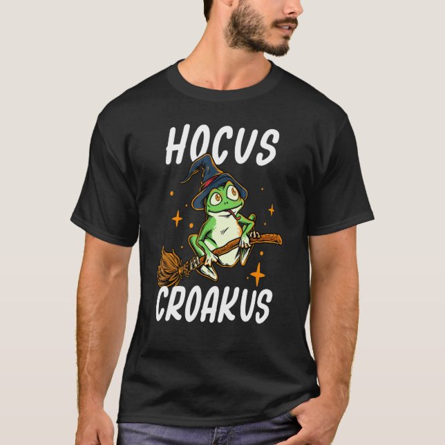 T-shirt Hocus Croakus Funny Frog Witch Halloween Pun Costu (Devant)