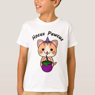 T-shirt Hocus Pawcus - Chat Tigre Rouge - Écriture Noire