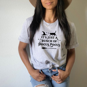 T-shirt Hocus Pocus Chat Noir Sorcière Gris Femme Hallowee