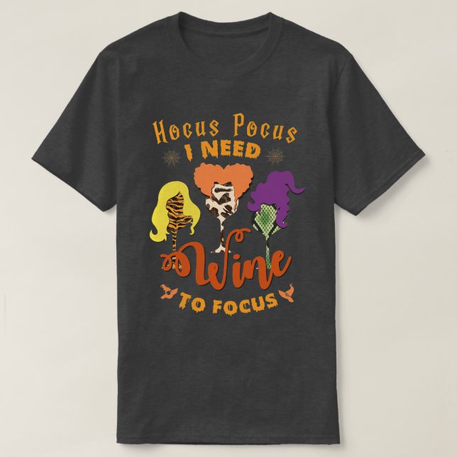 T-shirt Hocus Pocus I Need Coffee to Focus Halloween Teach (Design devant)