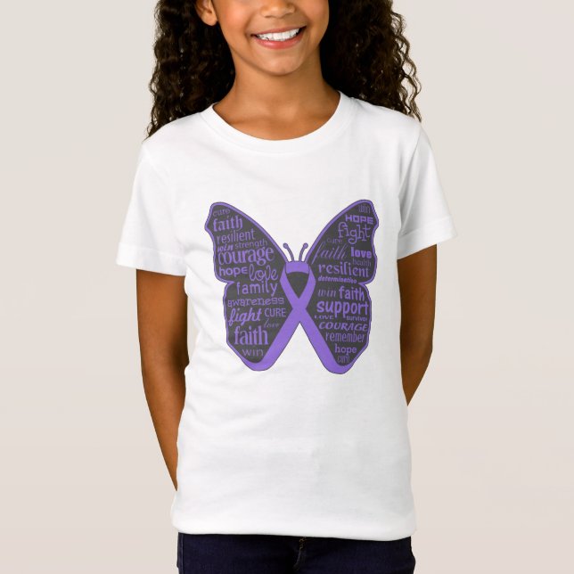 T-Shirt Hodgkins Lymphoma Butterfly Collage de mots (Devant)