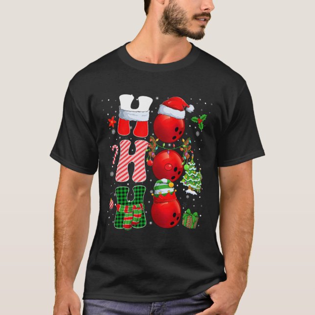 T-shirt Hohoho Père Noël Elf Reindeer Bowling Bylles Et Ch (Devant)
