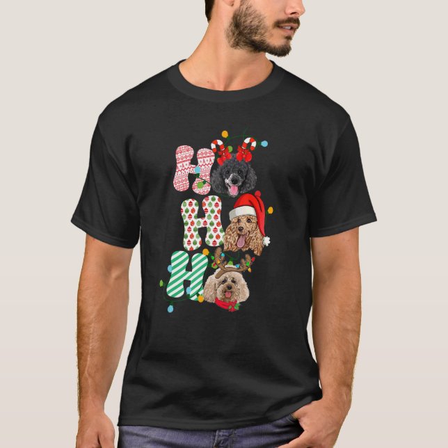 T-shirt HoHoHo Poodle Noël Trois mignons Noël Poodle Chien (Devant)