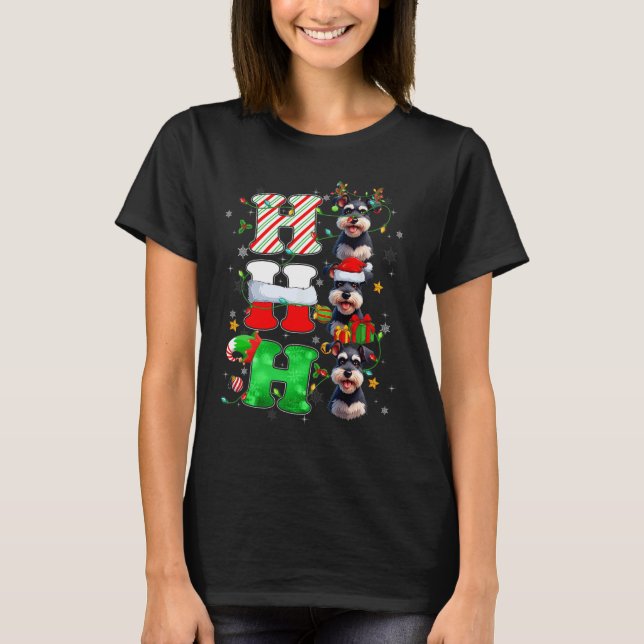 T-shirt Hohoho Schnauzer Chien Père Noël Elf Casquette Rei (Devant)