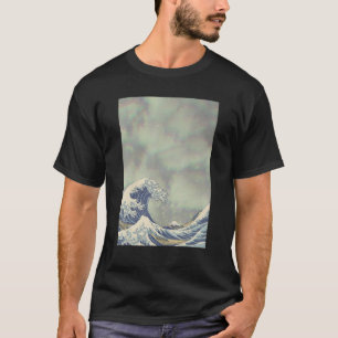 T-shirt Hokusai Grande Vague Sur Les Nuages De Grunge