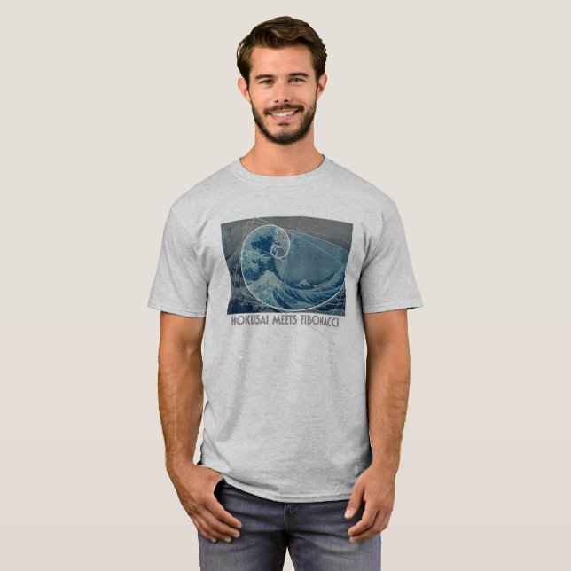 T-shirt Hokusai rencontre Fibonacci, le rapport d'or #2 (Devant entier)