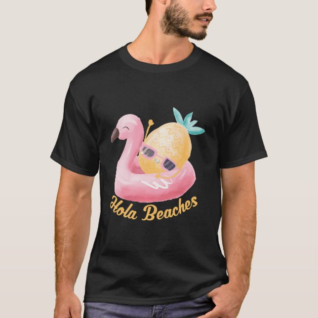 T-shirt Hola Beach Drôle Été Pause Aloha Pineappa Su (Devant)