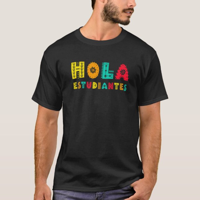 T-shirt Hola Estudiantes Maestra Retour à l'école espagnol (Devant)
