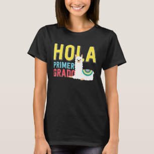 T-shirt Hola Primer Grado Llama Retour à l'école espagnol