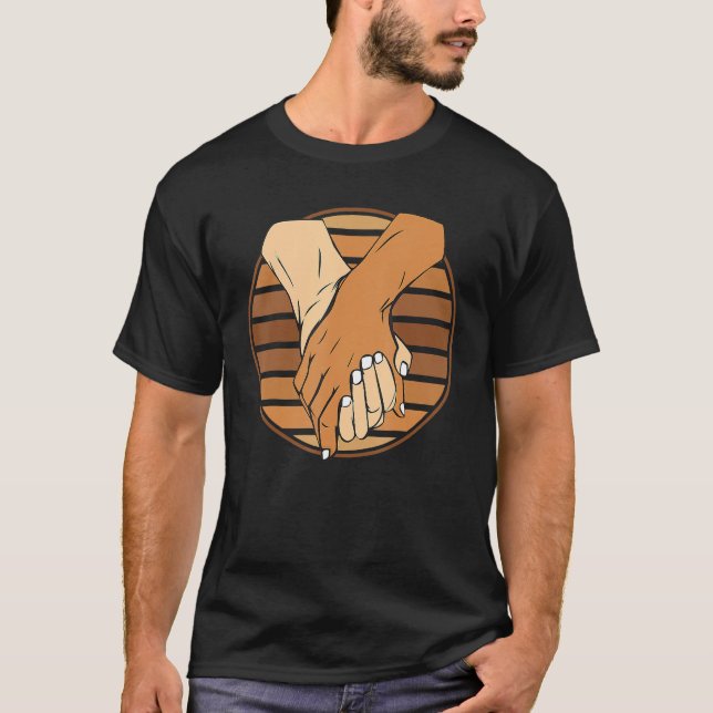 T-shirt Holding Hands Black History Mois BLM Melanin Coup (Devant)