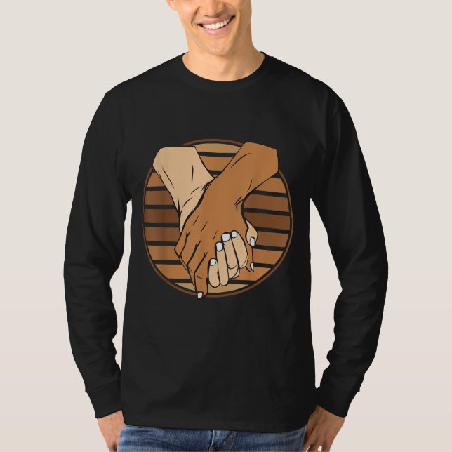 T-shirt Holding Hands Black History Mois BLM Melanin Coup (Devant)