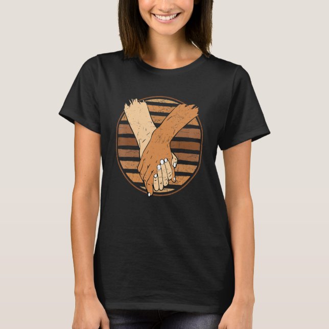 T-shirt Holding Hands Black History Mois BLM Melanin Coup (Devant)