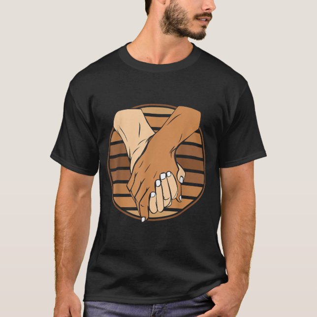 T-shirt Holding Hands Black History Mois BLM Melanin Coup (Devant)