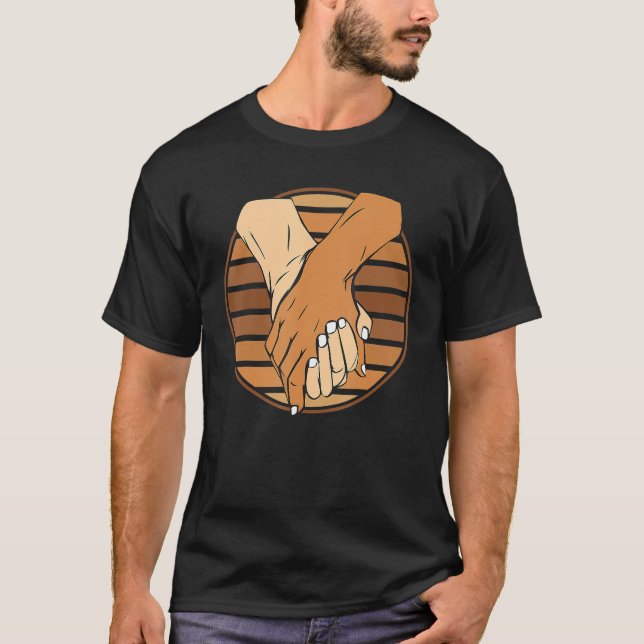 T-shirt Holding Hands Black History Mois BLM Melanin Coup (Devant)