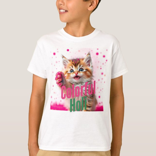 T-shirt Holi coloré - Cute Kitten Edition! (Devant)