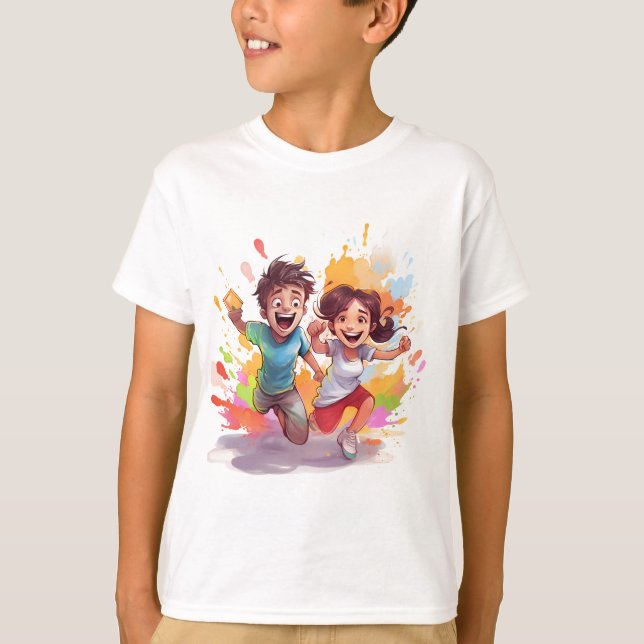 T-shirt Holi - Jumping coloré pour enfants (Devant)