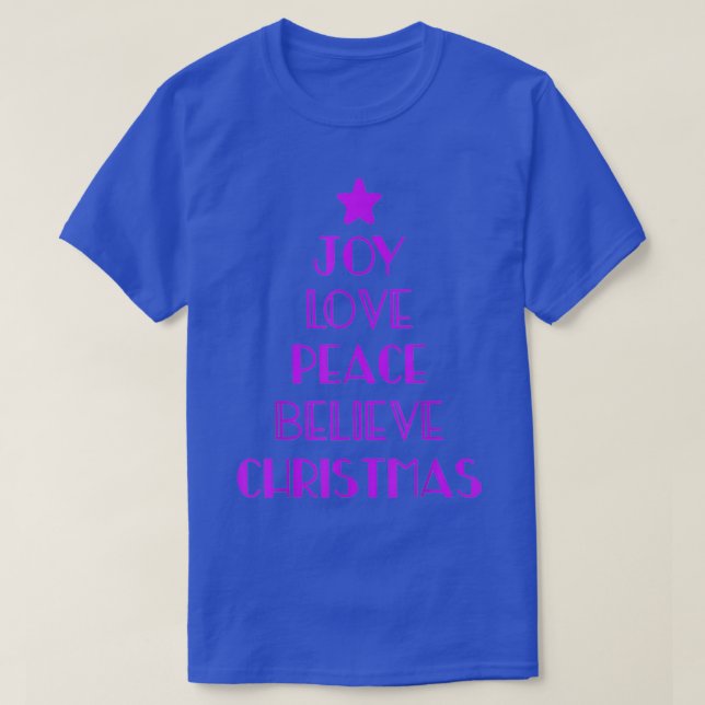 T-shirt Holiday Christian Christmas Tree Joy Love Peace Be (Design devant)