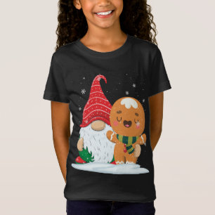 T-Shirt Holiday Gnome with Candy Cane and Gingerbread Chri