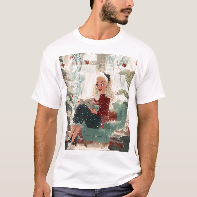 T-shirt Holiday Reading Glow – Cozy Christmas Retreat (Devant)