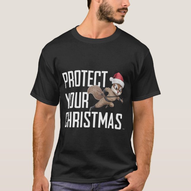 T-shirt Holiday Squirrel Ninja with Santa Hat (Devant)