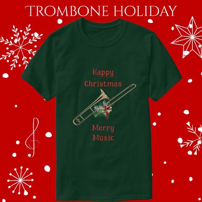 T-shirt Holiday Trombone Joyeux Noël Merry Music (Enjoy a Merry Music Holiday.)