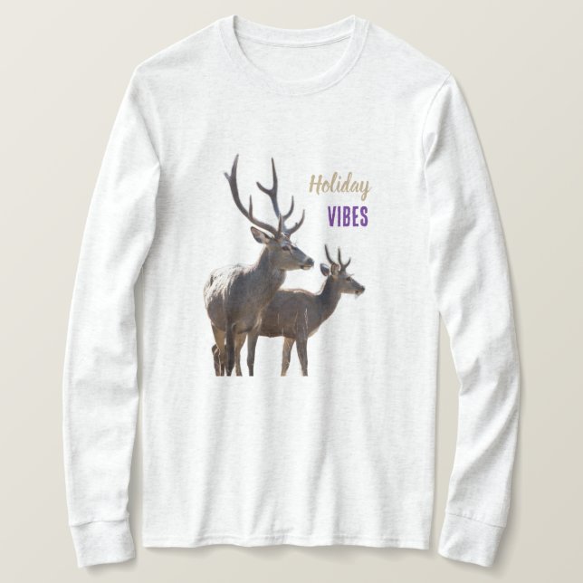 T-shirt Holiday Vibes Deers Long Sleeves Top (Design devant)