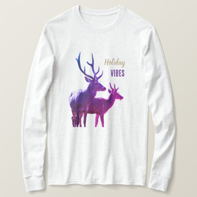 T-shirt Holiday Vibes Deers Long Sleeves Top (Design devant)