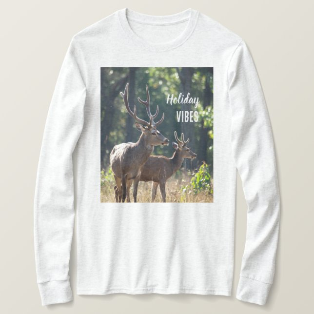 T-shirt Holiday Vibes Deers Long Sleeves Top (Design devant)