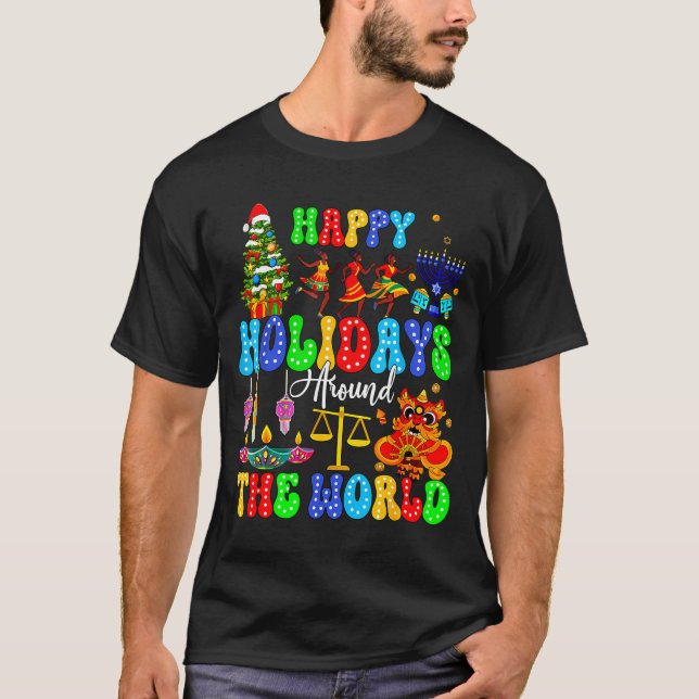 T-shirt Holidays Around World Xmas Hanukkah Kwanzaa Diwali (Devant)