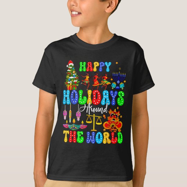 T-shirt Holidays Around World Xmas Hanukkah Kwanzaa Diwali (Devant)