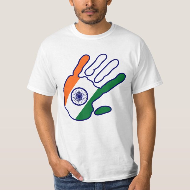 T-shirt holiES - Drapeau indien main (Devant)