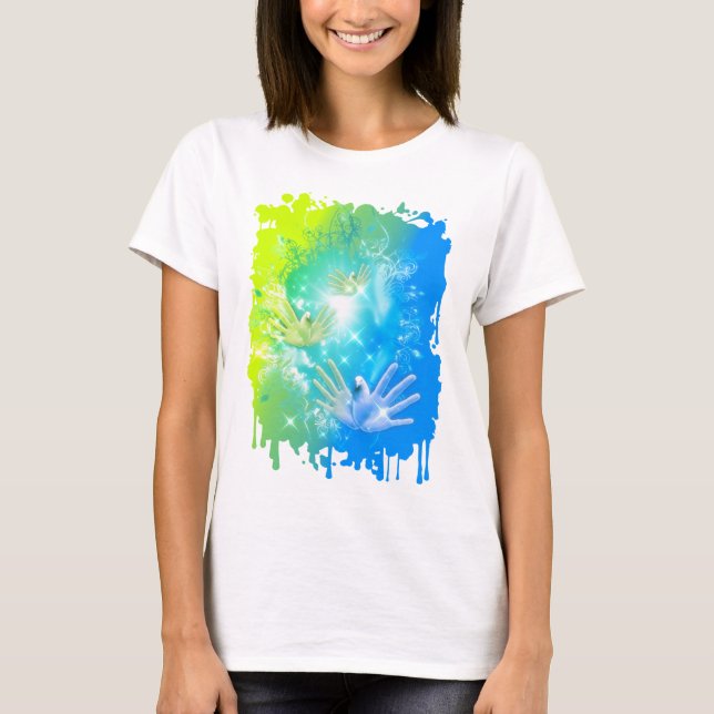 T-shirt holiES - Flying Hands Pigeons ART (Devant)