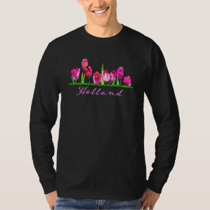 T-shirt Holland Aquarelle Tulip Fleur Femmes Filles Floral