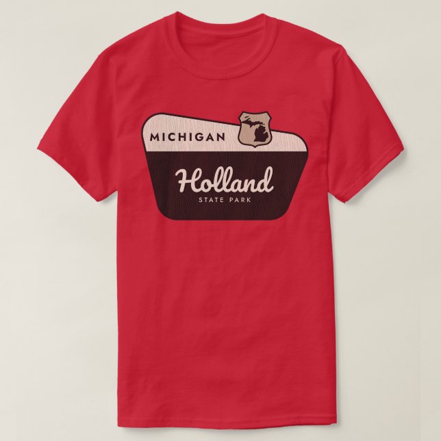 T-shirt Holland State Park Michigan Affiche de bienvenue (Design devant)