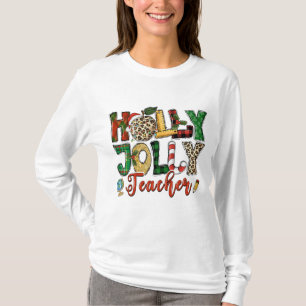 T-shirt Holly Jolly Enseignant Noël Vacances Typographie