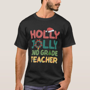 T-shirt Holly n Jolly Enseignant de 2e année Père Noël Chr
