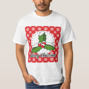 T-shirt Holly on Red White Snowflakes
