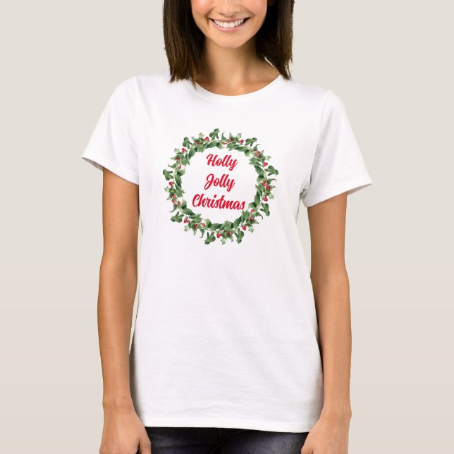 T-shirt Holly Red Berry Jolly Noël (Devant)