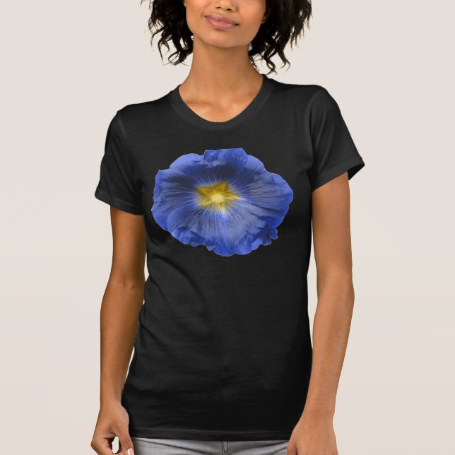 T-shirt Hollyhock Fleur Belle Bleue Dames T Chemise (Devant)