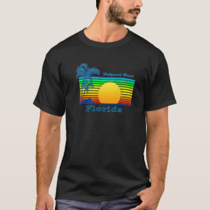 T-shirt Hollywood Beach Floride Retro Tropical Beach Sunse