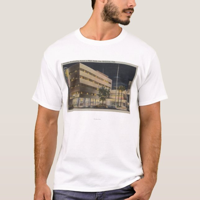 T-shirt Hollywood, CA - système de radiodiffusion de (Devant)